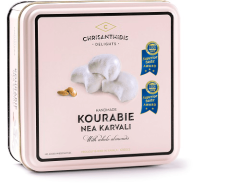 Chrisanthidis kourabie met amandelen in metal box 450g